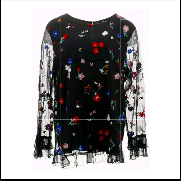 NwT DuJour Embroudered Ruffle Hem Blouse - Picture 2 of 5